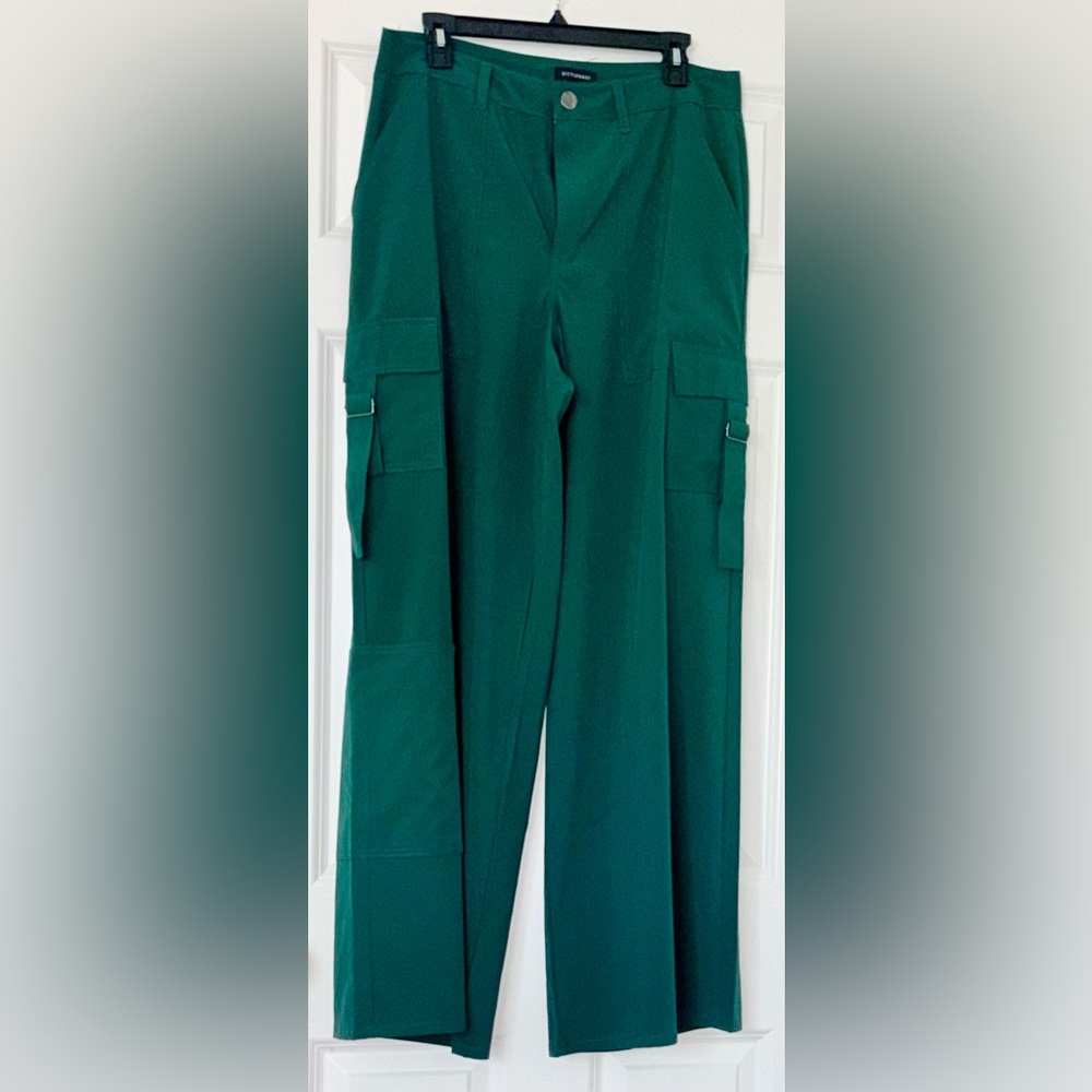 Dictionary Emerald Green Straight Leg Trousers with Belt Loops